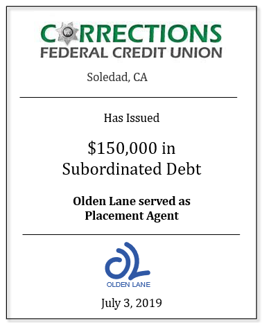 Corrections Credit Union Subordinated Debt